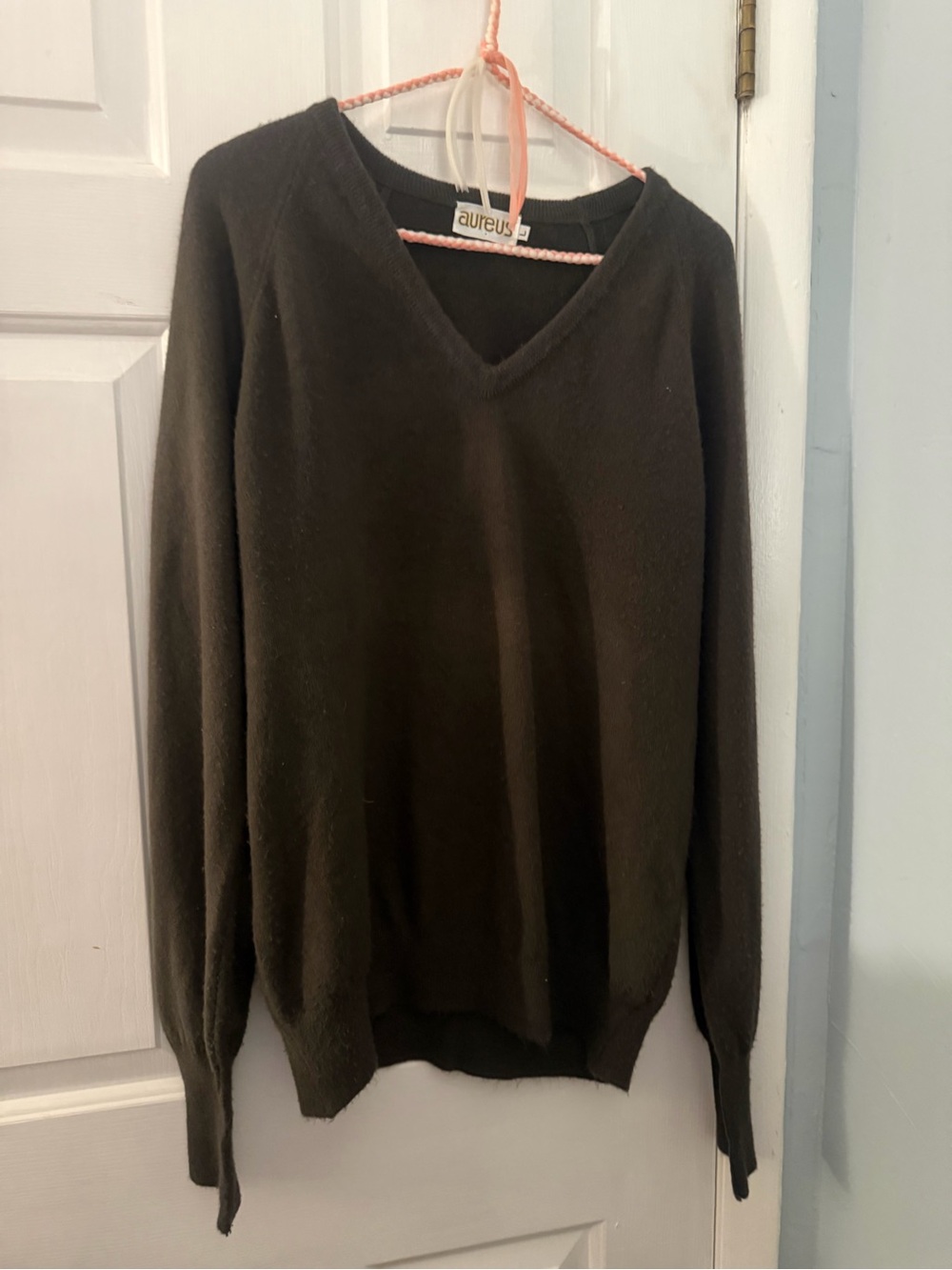 Vintage Aureus Brown V-Neck Pullover Sweater Size Large